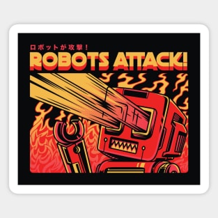 Retro Japanese Sci Fi Robots Attack! // Old School Robot Sci Fi Magnet